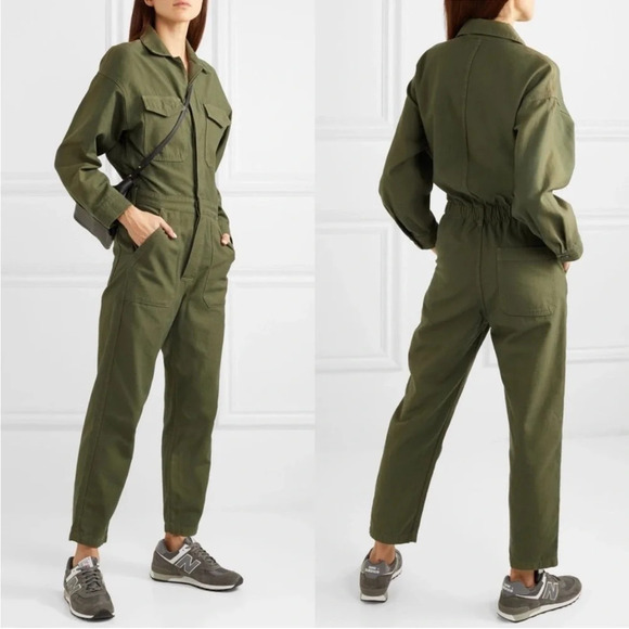 Citizens of Humanity Jumpsuit Marta Long Sleeve Cotton Utility Retreat Green M - Picture 1 of 16